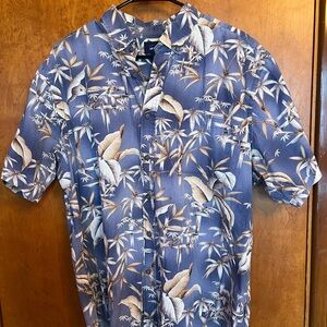 Arthouse Navy Blue Tropical Leaf Short-Sleeve Button-Down
